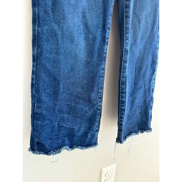 Zara Dark Denim Raw Hem Straight Ankle Length Jeans, Women’s Size 10 - Picture 3 of 11